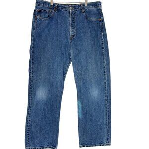 Levis 501 38 x 30 Blue Denim Medium Wash Mens Jeans Button Fly Western‎ Straight